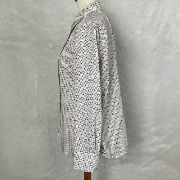 Lafayette 148 Black & White Scottie Dot Print Button Up Shirt Blouse L - Picture 4 of 10